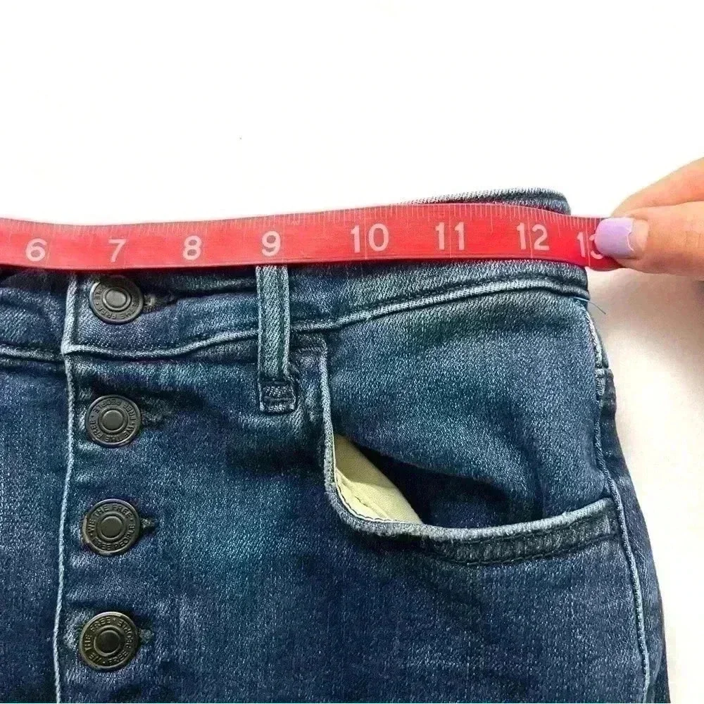 Free‎ People Button Fly Sabrina Distressed High Waist Skinny Jeans Size 28
